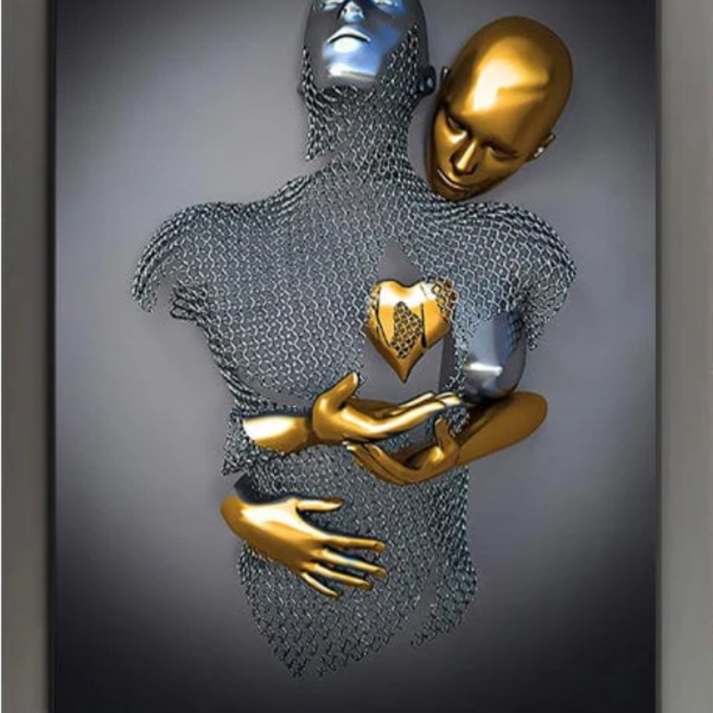 Modern Gold and Silver Abstract Sculpture